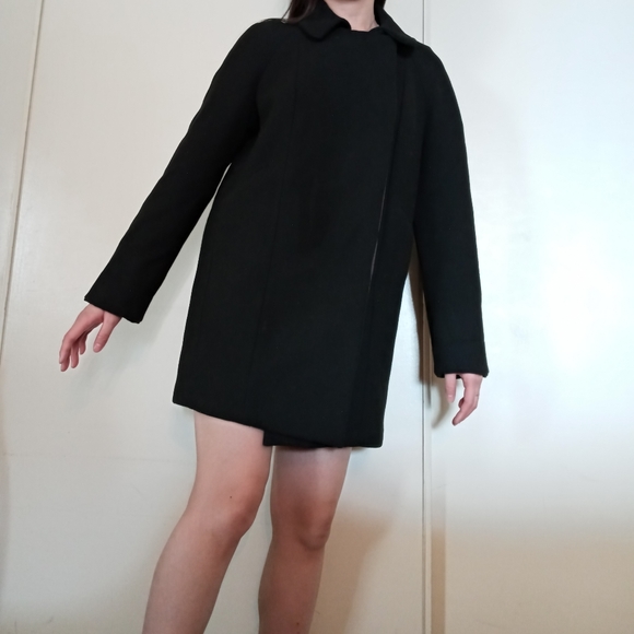 DONATED! FCUK Black Peacoat, Peter Pan Collar - Picture 2 of 8
